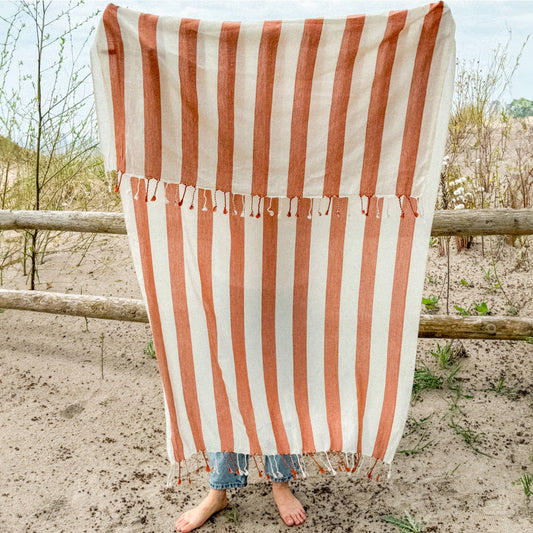 Orange Striped Beach Towel