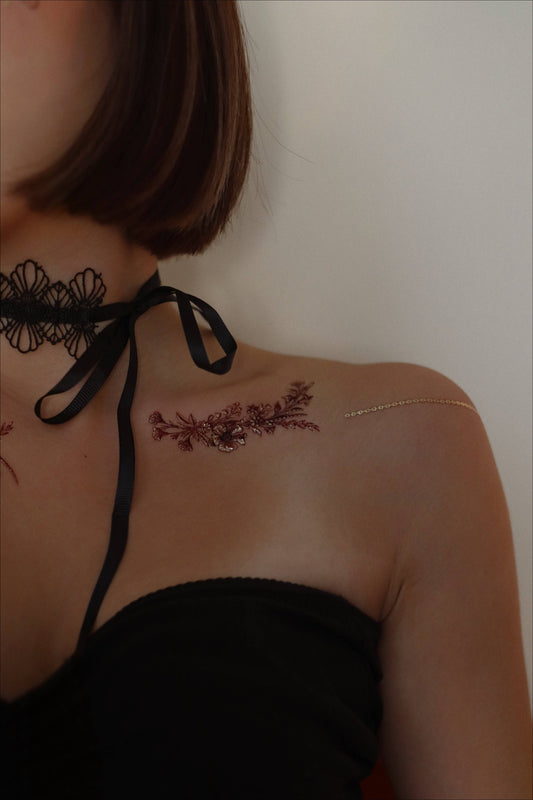Burgundy Garden Temporary Tattoos Stickers