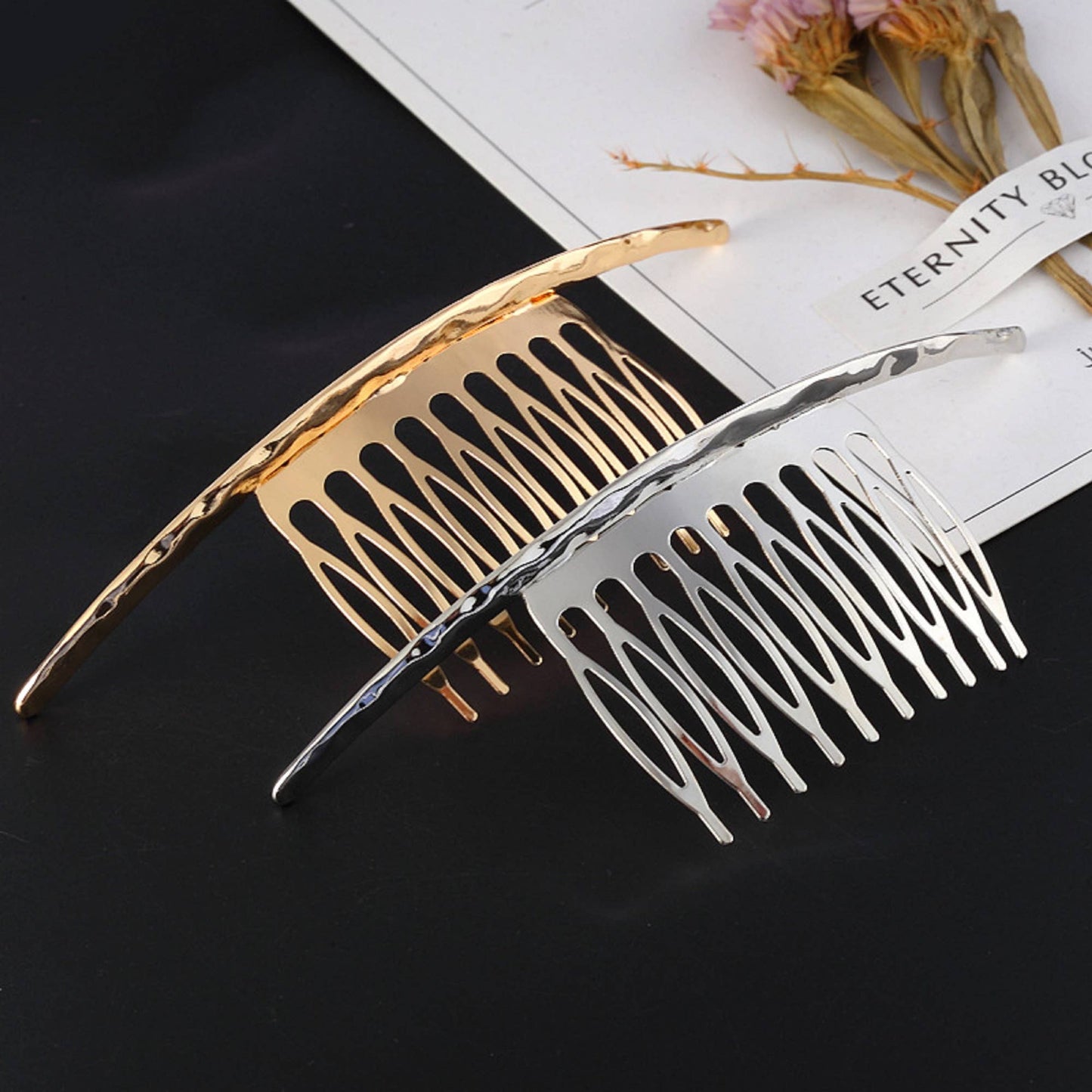 Metallic hair barrette,Hair Comb,Hair Slide,Gold,Silver