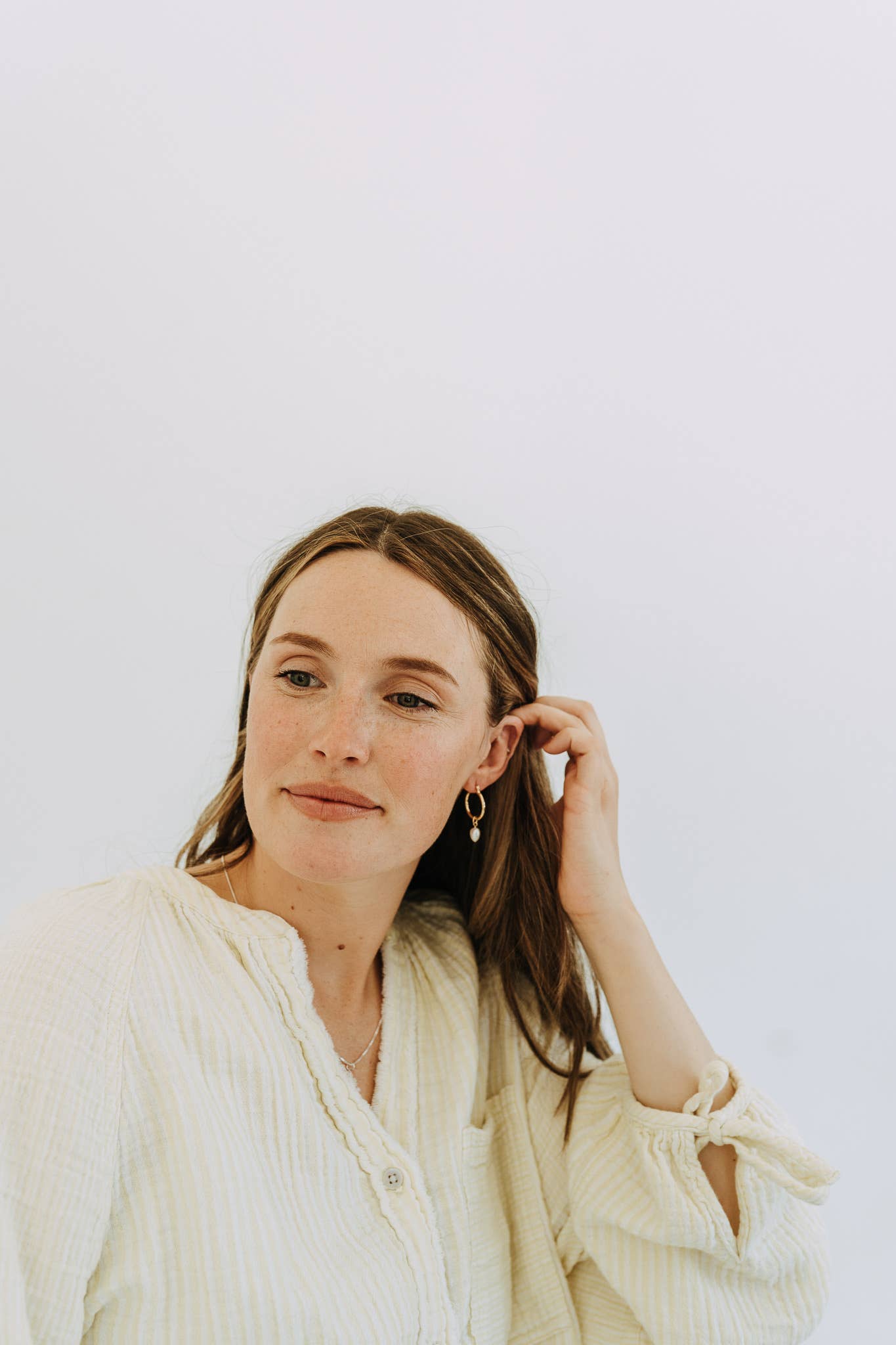 Gold Filled Pearl Drop Hoop Earrings