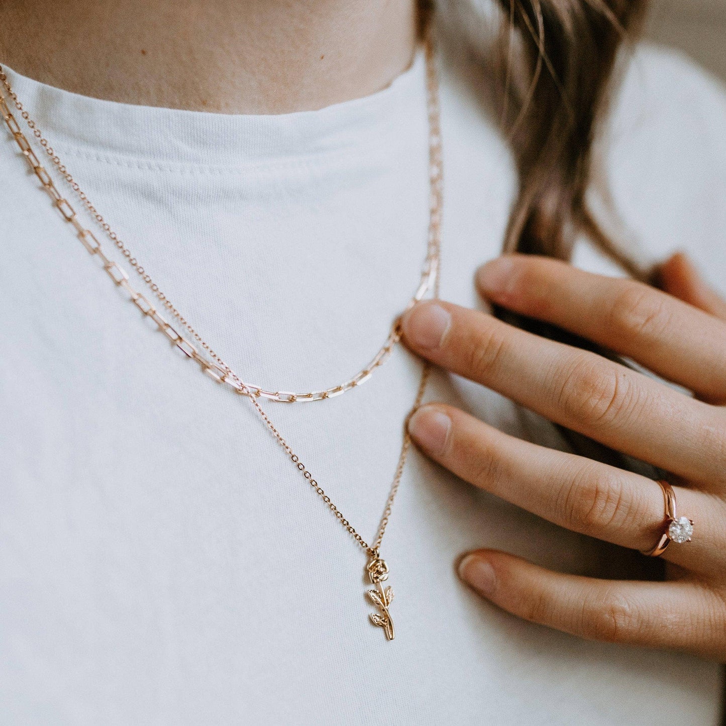 Petite Paperclip Necklace - Gold