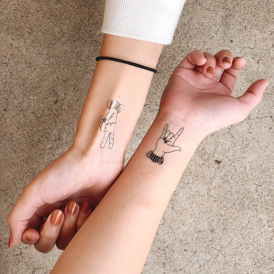 Sign Language Temporary Tattoos Stickers