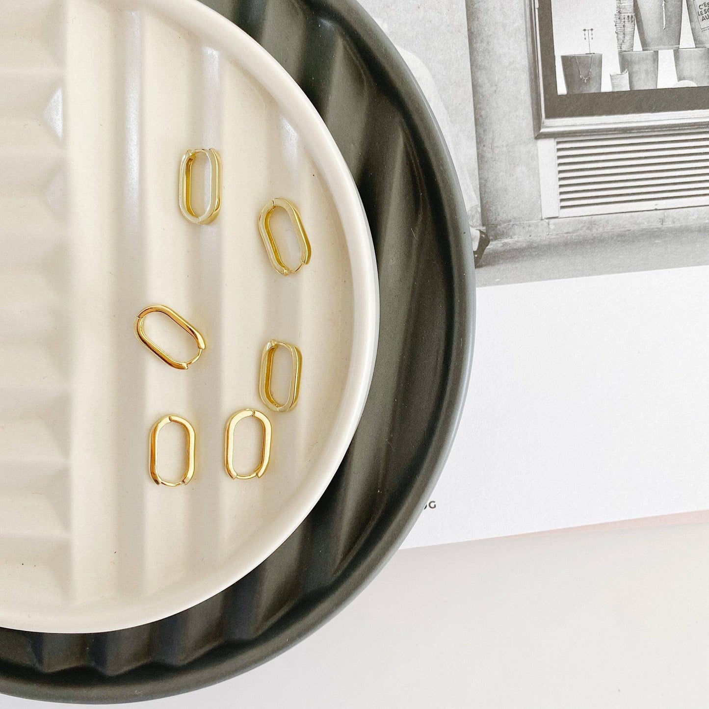 Rectangle Huggie Hoop Earrings