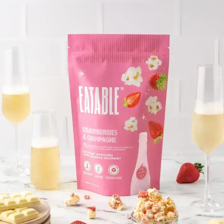 Strawberries & Champagne 🍓 White Chocolate Popcorn