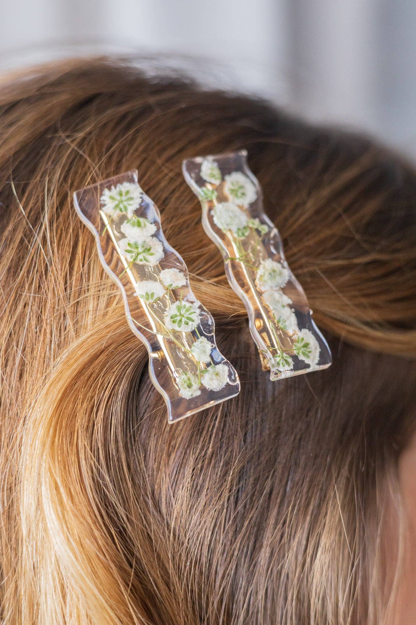 Blue Handmade Flower Barrette - Artisan Made in Montreal by Gibou