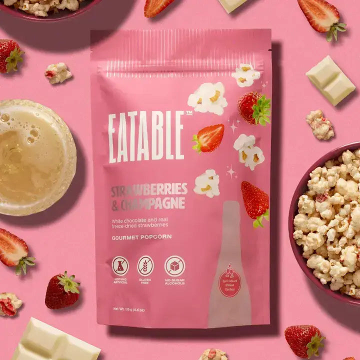 Strawberries & Champagne 🍓 White Chocolate Popcorn