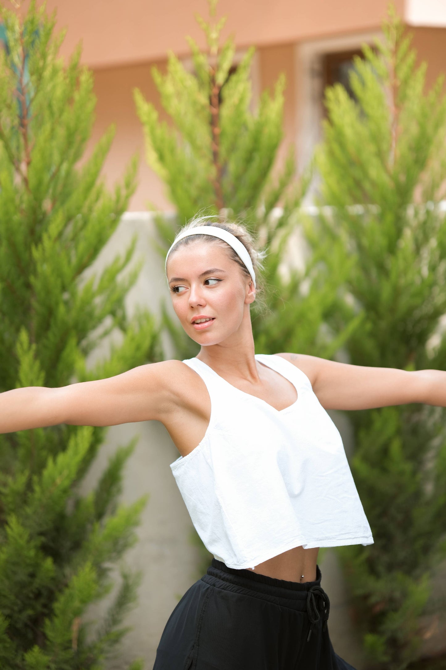 Black Crossed Back Tank Top