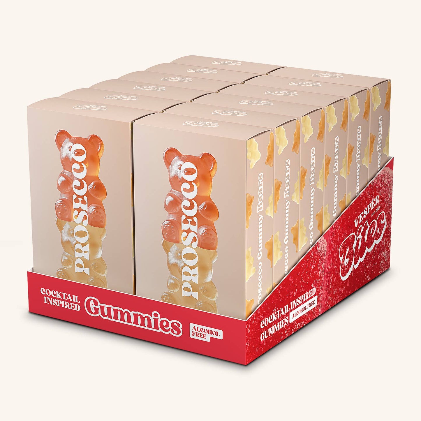 Prosecco Bear Gummies, Chewy Candies, Alcohol-Free