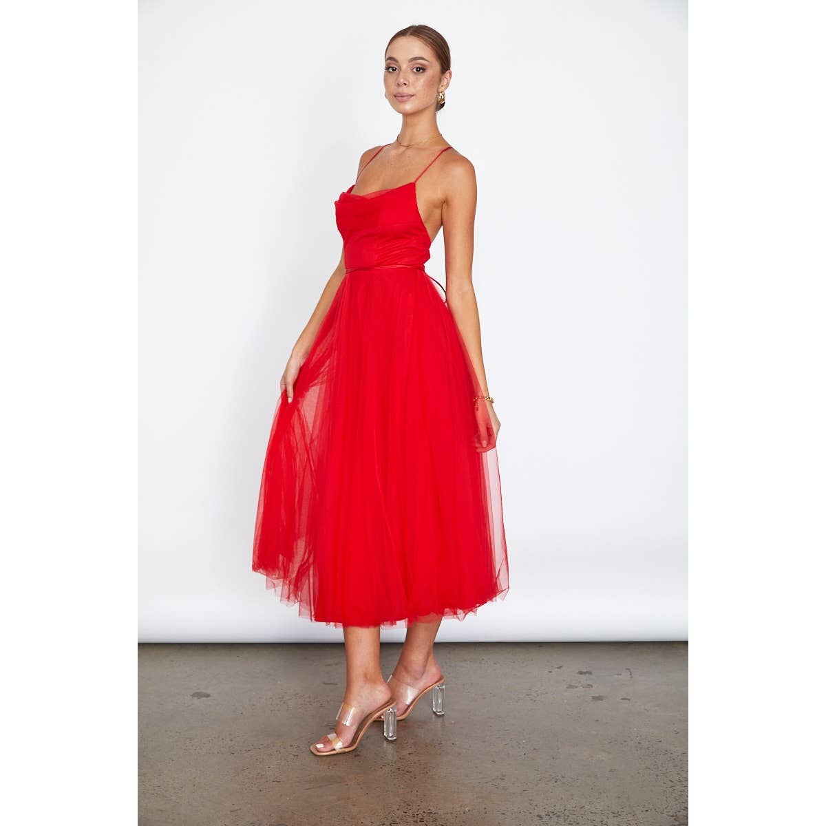 Red Tulle Ballerina MIDI Dress