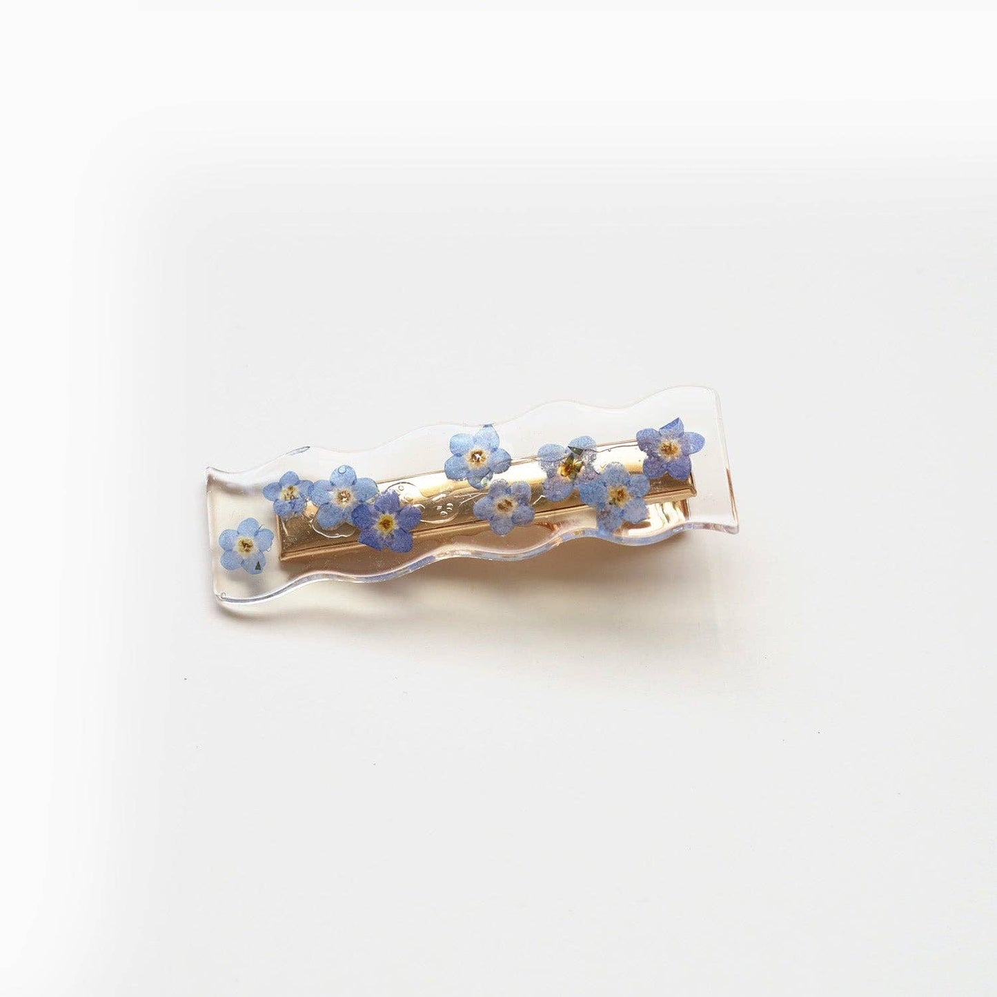 Blue Handmade Flower Barrette - Artisan Made in Montreal by Gibou