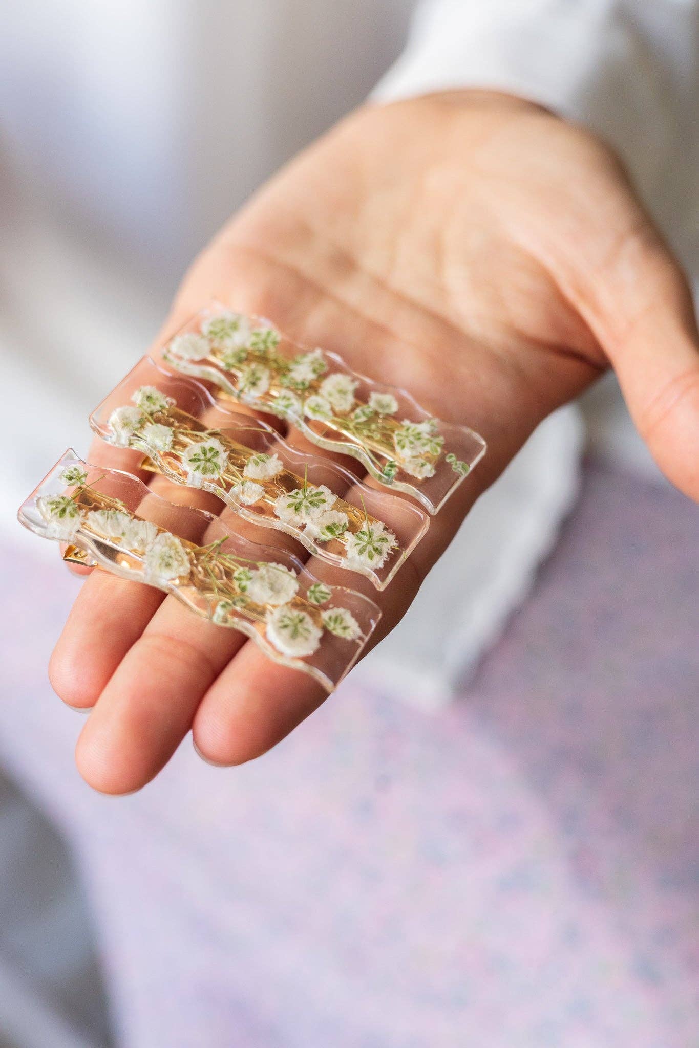 Blue Handmade Flower Barrette - Artisan Made in Montreal by Gibou