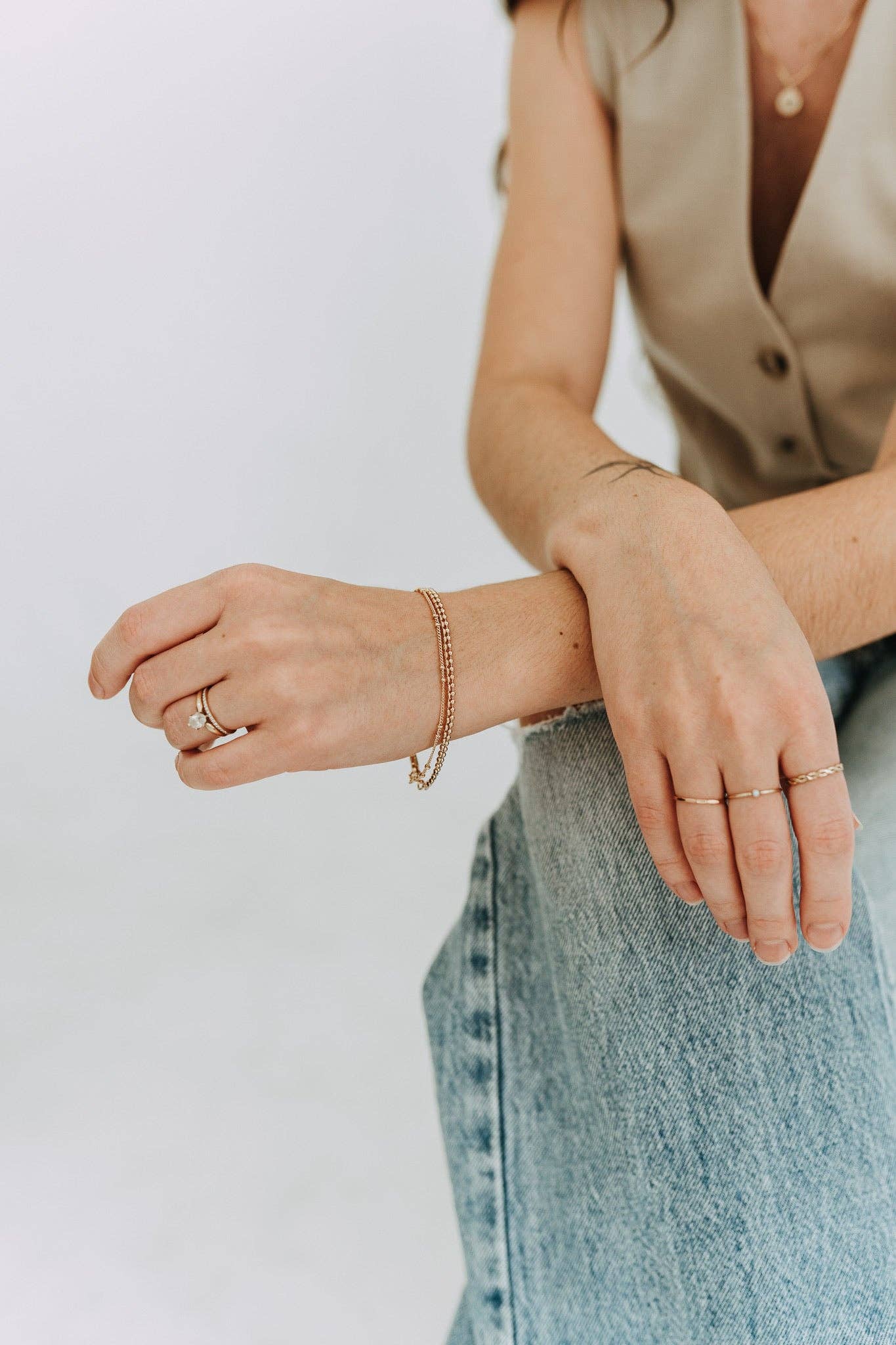 Triple Chain Bracelet Gold Filled Layered Bracelet