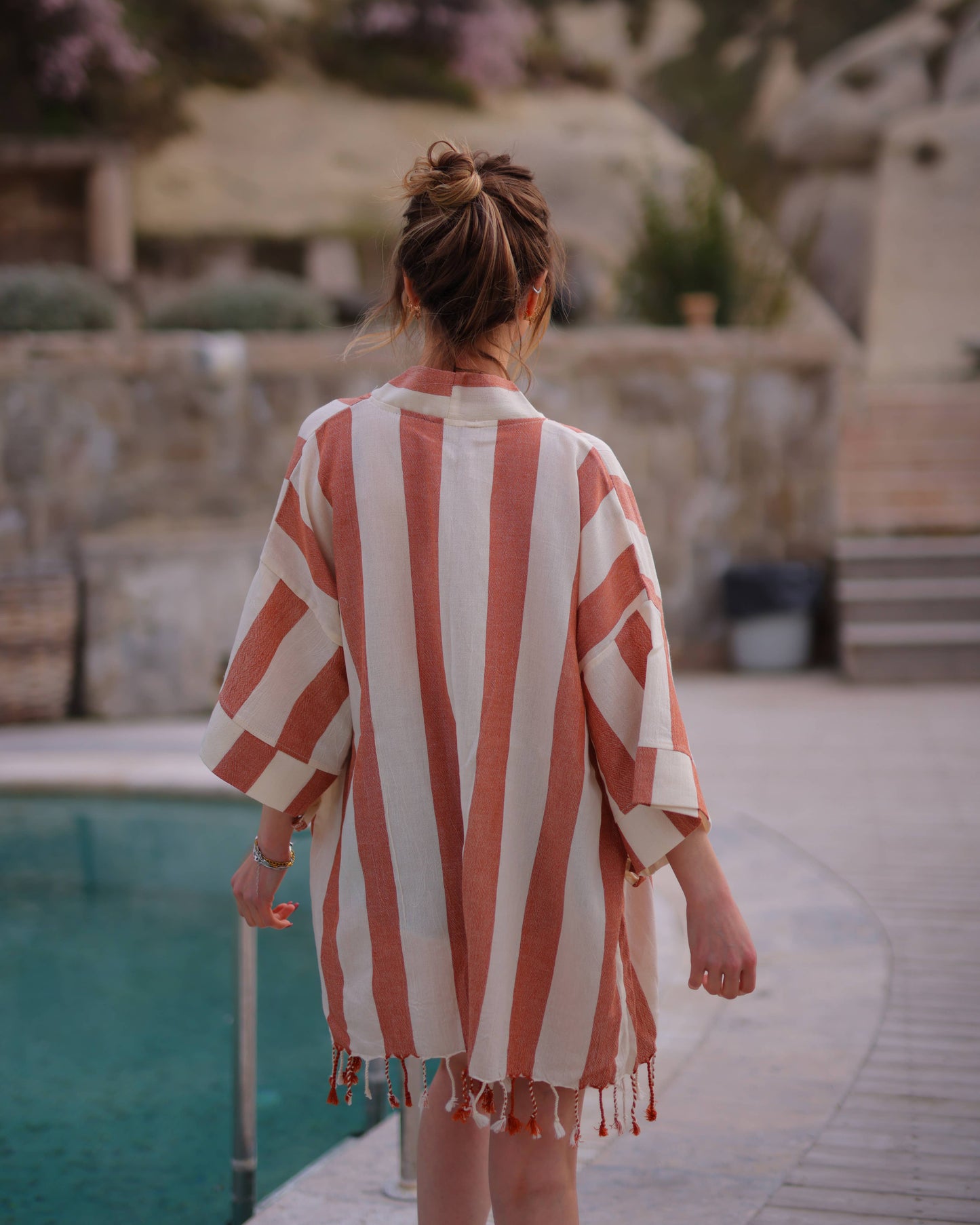 Black Striped Beach Cover Up