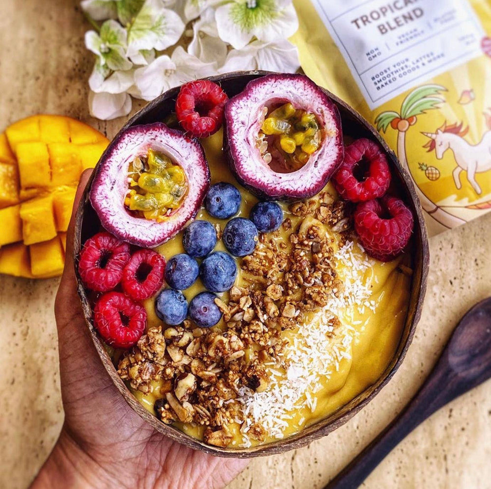 
                
                    Load image into Gallery viewer, tropical blend smoothie bowl inspiration goals 
                
            