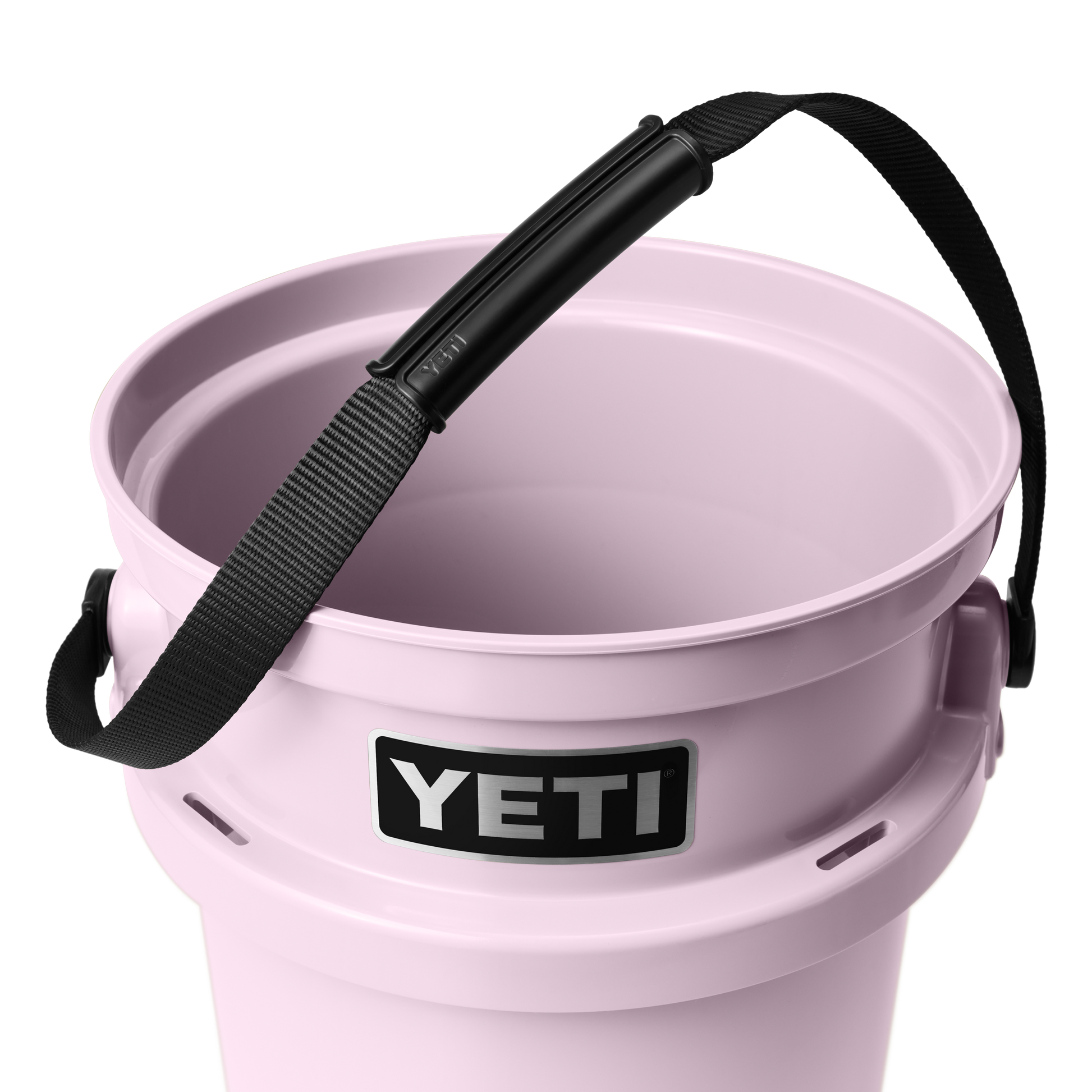 Cherry Blossom Pink YETI 5-Gallon LoadOut Bucket with heavy-duty handle – available at The County Emporium