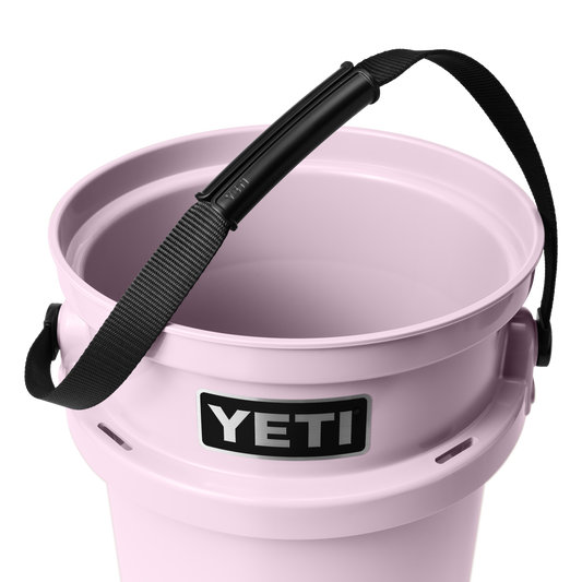 Cherry Blossom Pink YETI 5-Gallon LoadOut Bucket with heavy-duty handle – available at The County Emporium