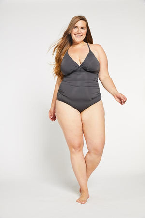 The Tina Ruched Lace Up One Piece Swimsuit
