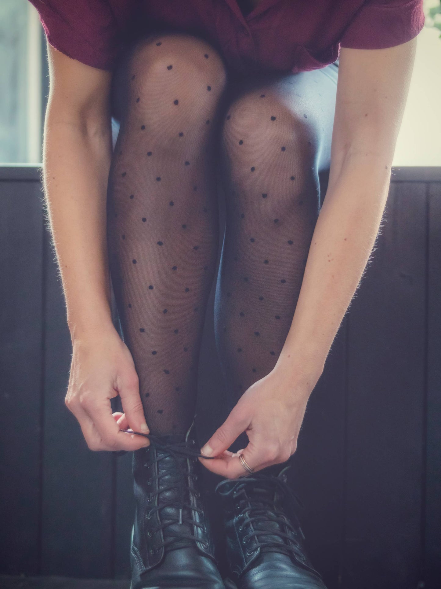 Miss Lala Tights - Mado Polka Dot Eco Tights Black