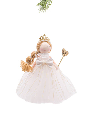 Ornament - White Hanging Princess Xmas Girl