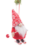 Ornament - Red Standing Skiing Gnome