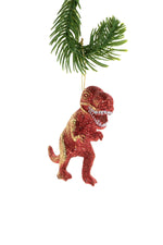 Ornament - Red Glittered Dinosaur