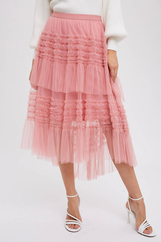 Bluivy - HI-LO FRILLED TULLE MIDI SKIRT