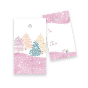 Almeida Illustrations - Pastel Trees - Set of 8 Holiday Gift Tags + String