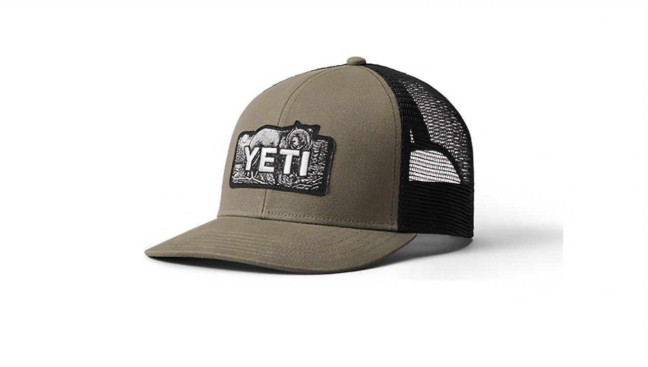 yeti ballcap bear mesh back cap recycled fishing net brownbear