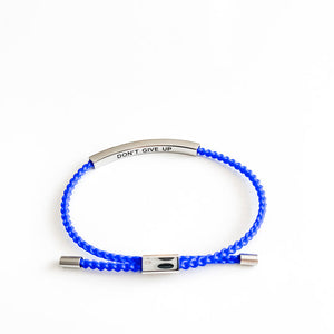 Glass House Goods Our Girls braided bracelet "Don't give up" in royal blue