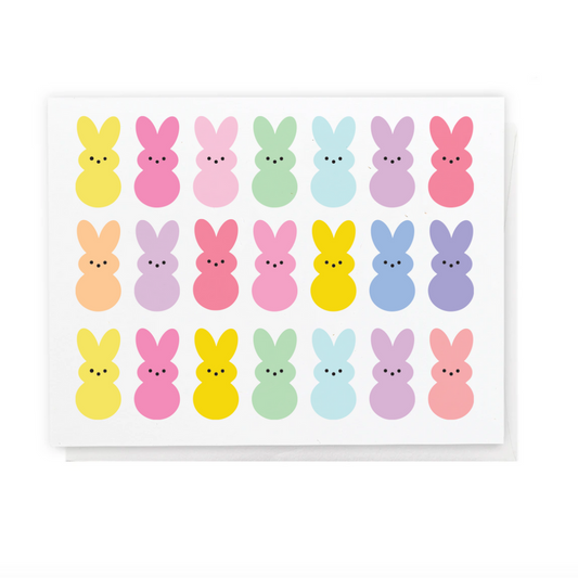 The Penny Paper Co Easter mulicolour bunny peeps greeting card