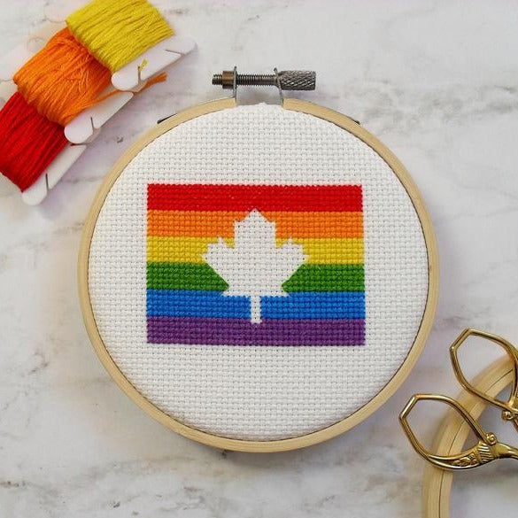 Rainbow Canadian embroidery flag kit