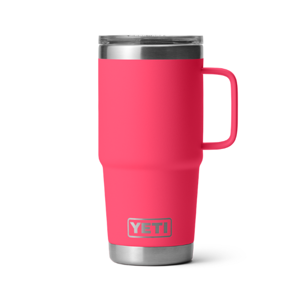 Yeti 20oz/591mL travel mug with handle and stronghold lid in bimini pink