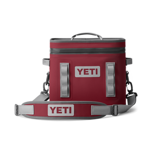 
                
                    Load image into Gallery viewer, YETI Hopper Flip 12 soft cooler in harvest red with zippered top, carry strap and accessory loops
                
            