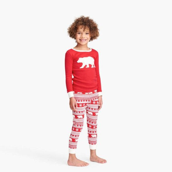 Bear Fair Isle Kids Applique Pajama Set