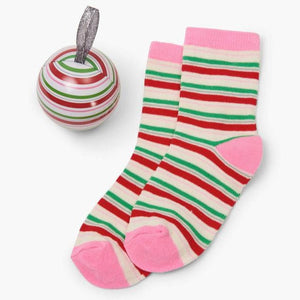 Ornament - Candy Cane Stripe Kid's Socks in Ball