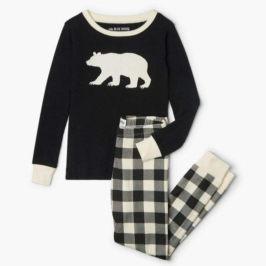 Cream Plaid Kids Applique Pajama Set