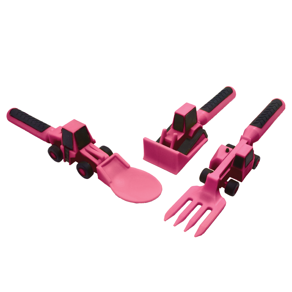 
                
                    Load image into Gallery viewer, Constructive Eating - Set of 3 Pink Construction Utensils
                
            