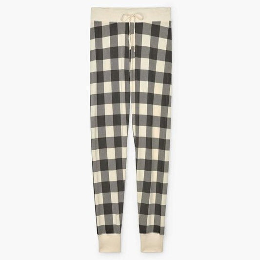 Cream Plaid Women's Sleep Leggings