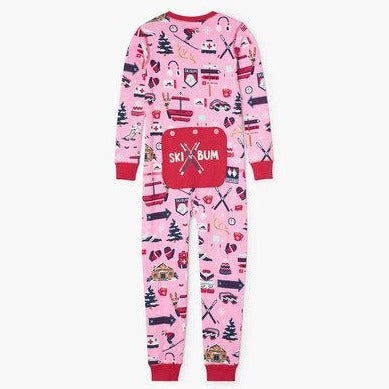 Pink Ski Holiday Kid's Union Suit