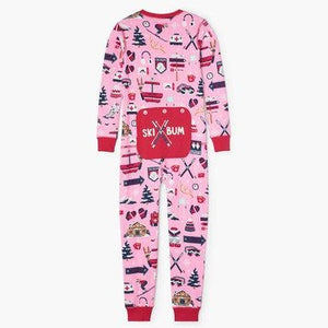 
                
                    Load image into Gallery viewer, Pink Ski Holiday Kid&amp;#39;s Union Suit
                
            