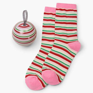 Ornament - Candy Cane Stripe Women's Socks in Ball