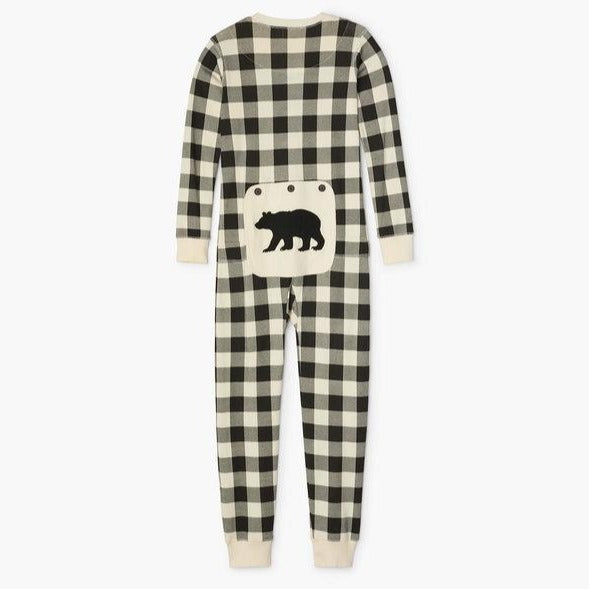 Cream Plaid Kid's Union Suit