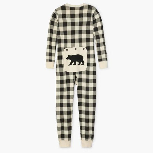 Cream Plaid Kid's Union Suit