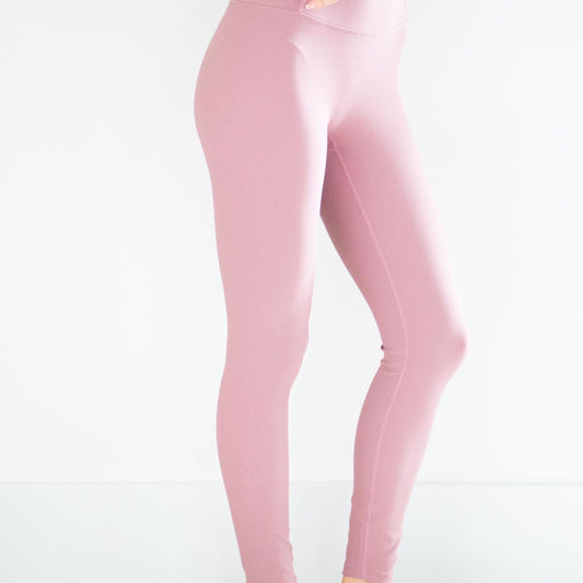 PRIV- High Rise Ribbed Leggings/ Rose