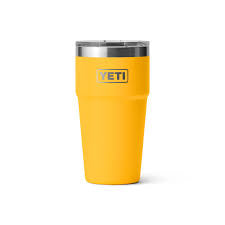 YETI rambler  16 ounce oz pint stackable Alpine yellow thermal cup mag slider lid on white background 