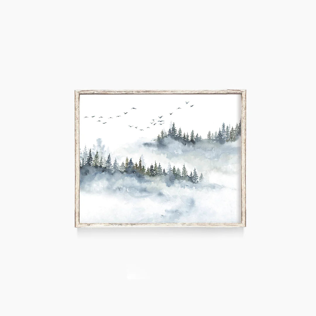 Watercolour Print: Foggy Trees