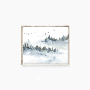 
                
                    Load image into Gallery viewer, Watercolour Print: Foggy Trees
                
            