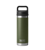 Yeti, rambler bottle chug, cap Camp Green, silver accent, bottom and top, lid, black With  hand hold, bottle compatible with all other bottle lids