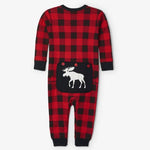 Moose on Buffalo Plaid Baby Union Suit