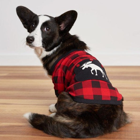 Moose On Buffalo Plaid - Dog Pajamas